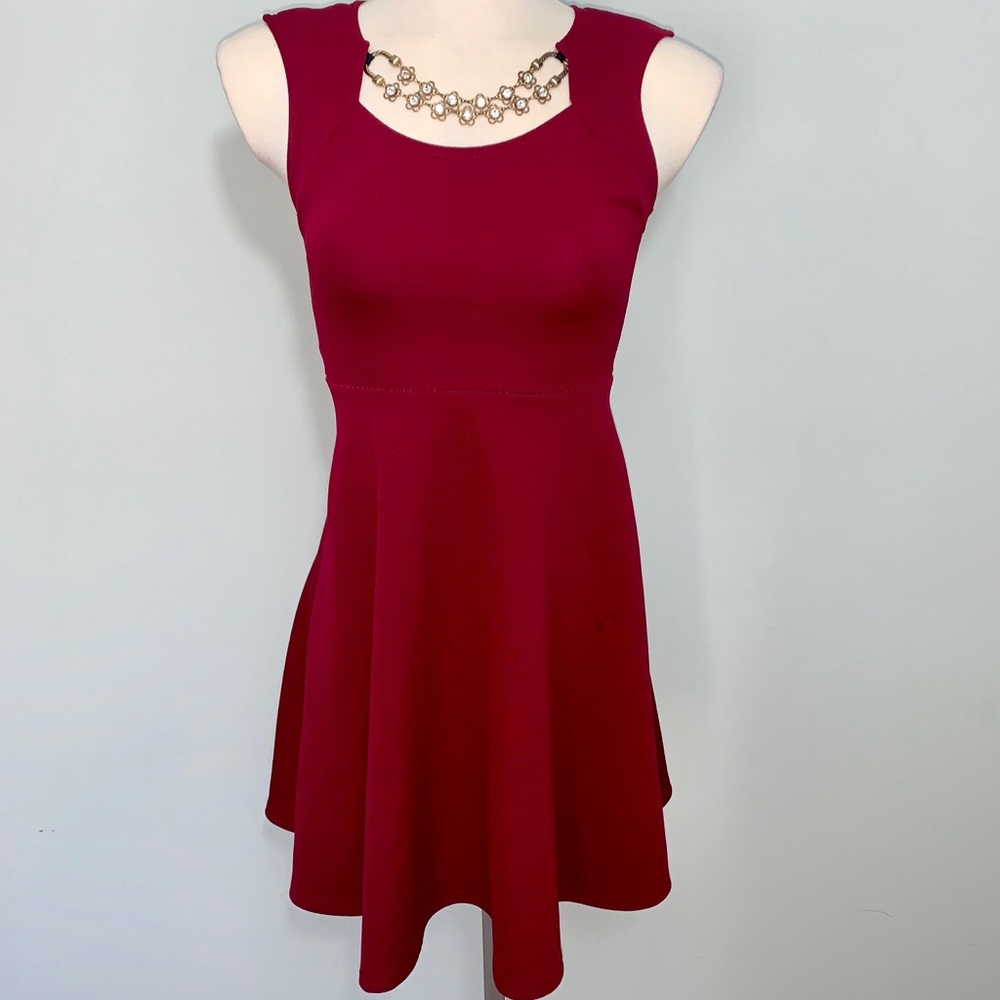 Flirty red dress with attached sparkly necklace
